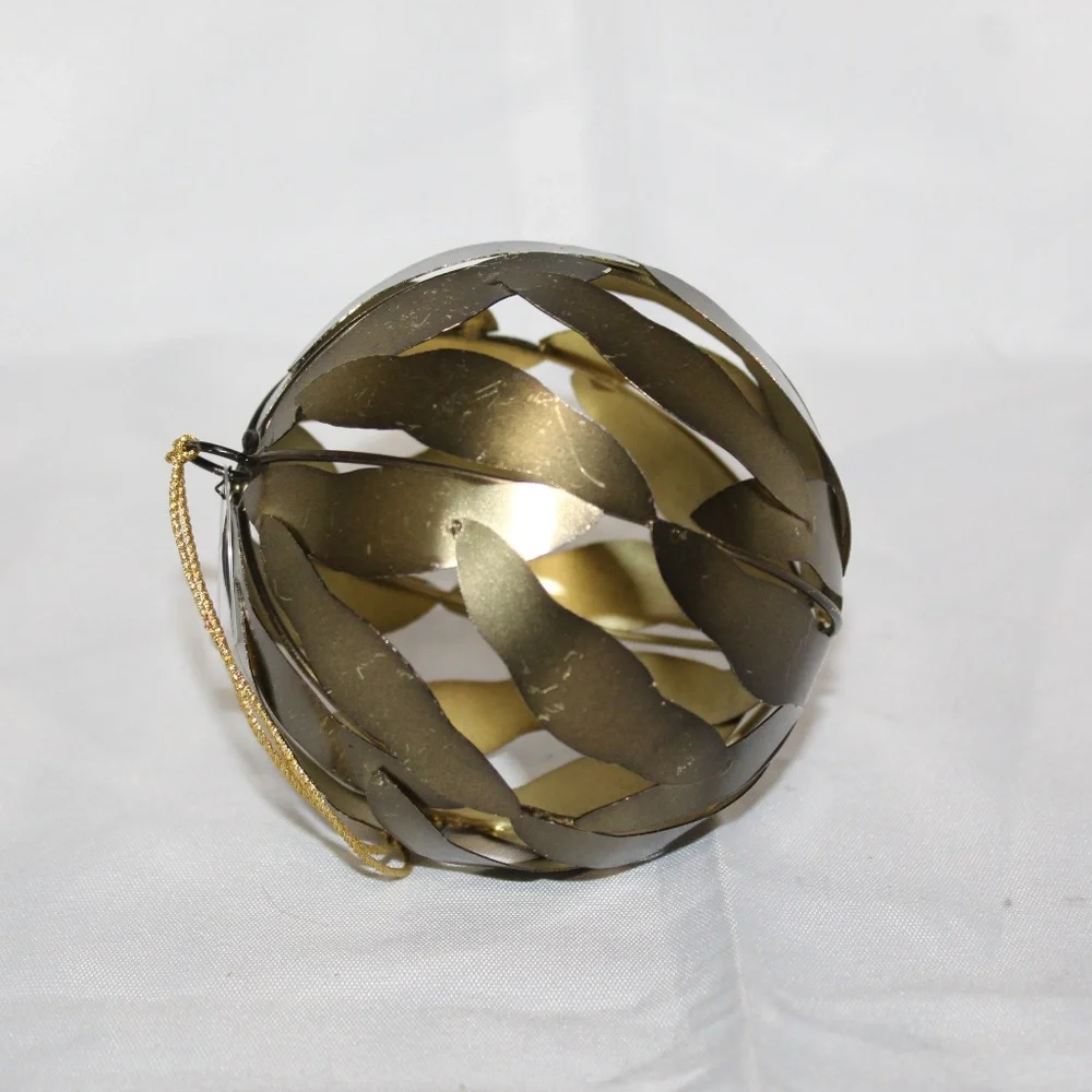 West Elm Large Metal Ball Ornaments. Handcrafted. Set of 4. Open Box